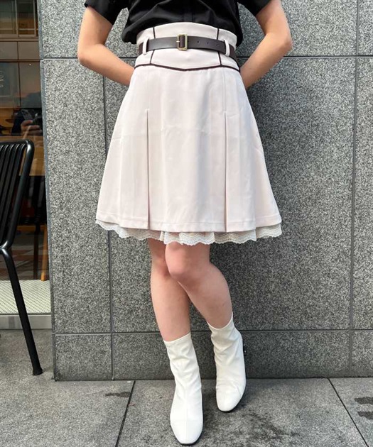 激安本物 ベルト付ハイウエストミニスカート | outlet | axes femme スカート