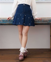 リボンパーツデニムスカート【2点10%OFF対象商品】(インディゴ-M)