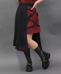 クロスベルト麻雀牌刺繍スカート(ワイン-M)