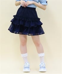 ボリュームティアードミニスカート(紺-M)