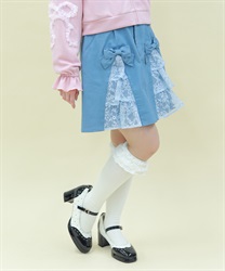 レースフリルデニムスカート【期間限定価格】(ウォッシュ-M)