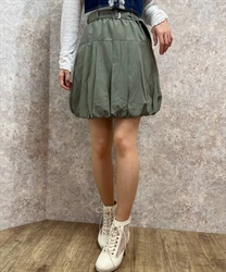 ベルト付バルーンミニスカート(カーキ-F)