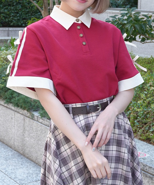 バイカラーシャツポロプルオーバー【POE】