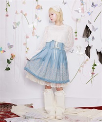 コルセット風刺繍スカート(サックス-F)