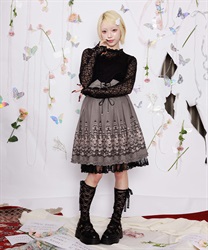 コルセット風刺繍スカート(グレー-F)