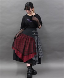 チェックランダムフリルスカート(黒-M)