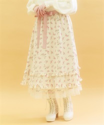ミニチュアローズ柄スカート【2点10%OFF対象商品】(クリーム-F)