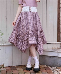 チェックギャザーイレヘムスカート【予約】(ピンク-F)