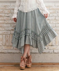 チェックギャザーイレヘムスカート【予約】(ミント-F)