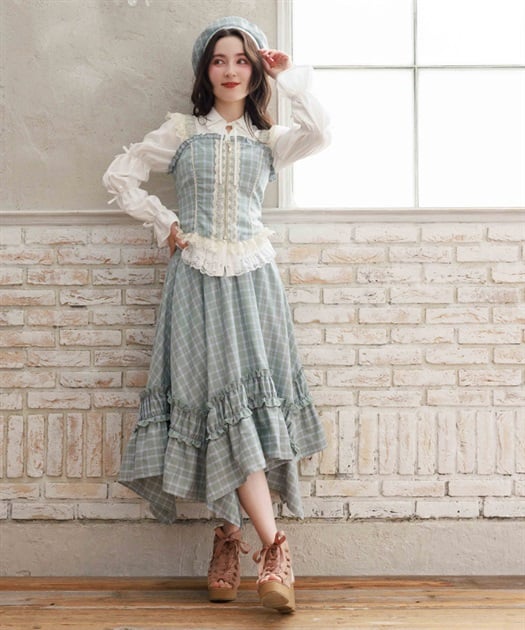 チェックギャザーイレヘムスカート【予約】