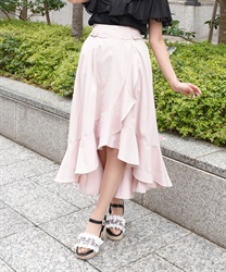 ラッフルフリルイレヘムスカート(ピンク-M)