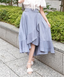 ラッフルフリルイレヘムスカート(ブルーグレー-M)