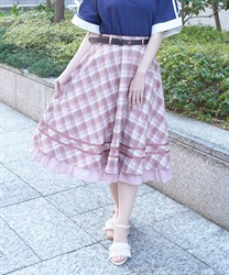 ベルト付きサーキュラースカート【POE】(ピンク-M)