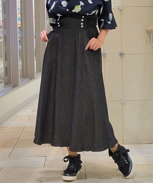 パール釦デザインデニムスカート | outlet | axes femme online shop パール釦デザインデニムスカート | outlet | axes femme online shop