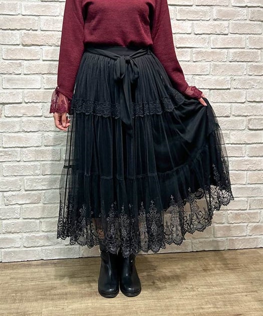 裾刺繍ティアードチュールスカート | outlet | axes femme 裾刺繍ティアードチュールスカート | outlet | axes femme