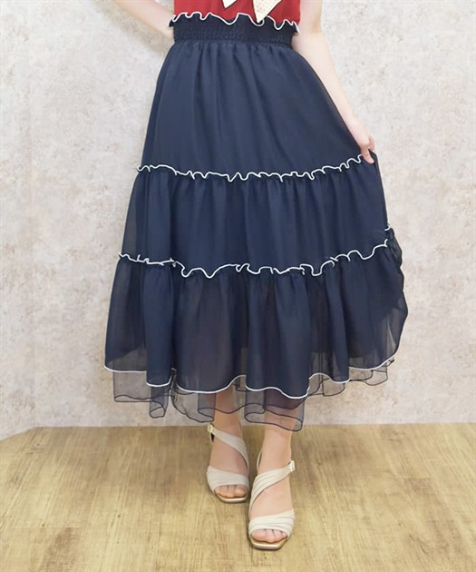 フリルメロー楊柳シフォンスカート | レディース服・レディース フリルメロー楊柳シフォンスカート | レディース服・レディース