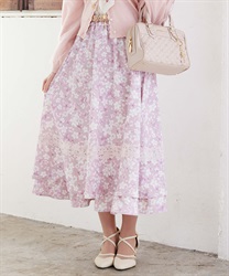 サクラ柄フレアスカート【2点10%OFF対象商品】(ピンク-F)
