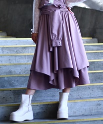 シャツ巻き風イレヘムスカート【2点10%OFF対象商品】(ピンク-F)