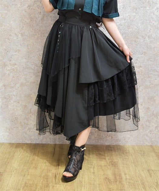 異素材イレヘムロングスカート【WEB先行販売】