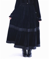 ベロアティアードロングスカート【予約】(黒-F)