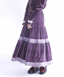 ベロアティアードロングスカート【予約】(ラベンダー-F)