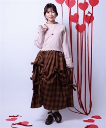 リボン×タック×ドロストスカート【期間限定価格】(Ｄブラウン-F)
