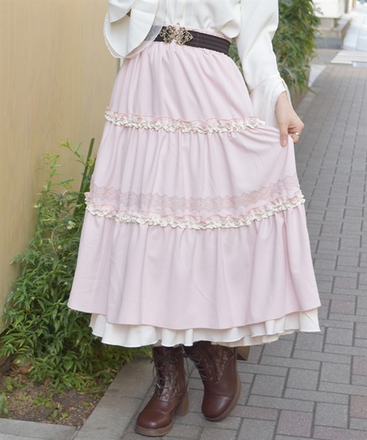 フリル切替ティアードスカート【予約】