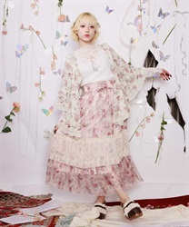 フラワーレースティアードスカート(ピンク-F)