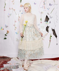 フラワーレースティアードスカート(ミント-F)