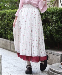 苺柄切替フレアスカート(生成り-F)