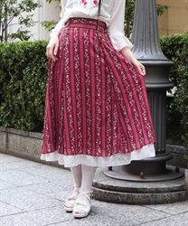 苺柄切替フレアスカート(赤-F)