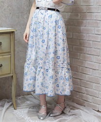 ネモフィラ柄連ボタンスカート【予約】(白-F)