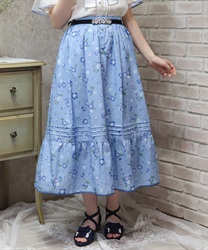 ネモフィラ柄連ボタンスカート【予約】(ブルー-F)