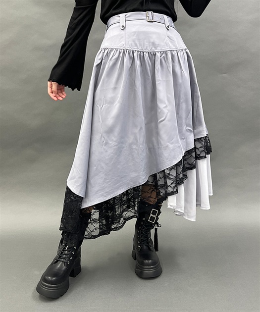ベルト付イレヘムロングスカート | レディース服・レディース