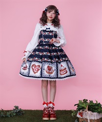 ベイクドベリージャンパースカートセット(紺-M)