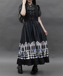 チェスボードホルターワンピース(黒-M)