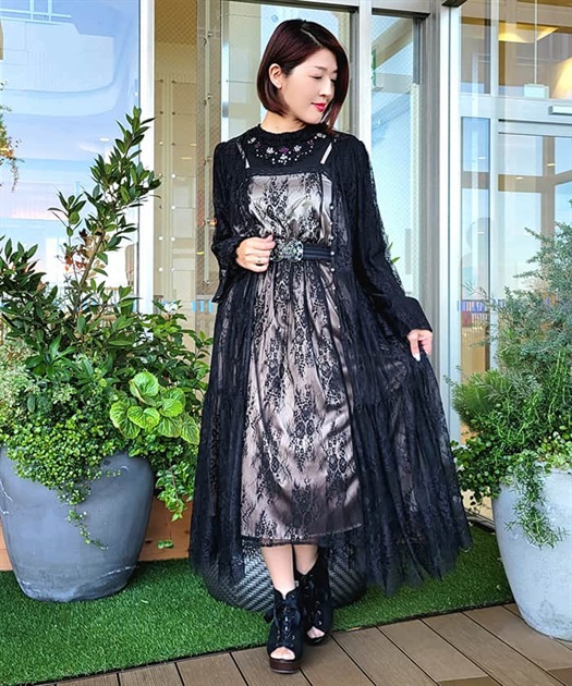 レース×チュールキャミワンピ | outlet | axes femme online shop レース×チュールキャミワンピ | outlet | axes femme online shop