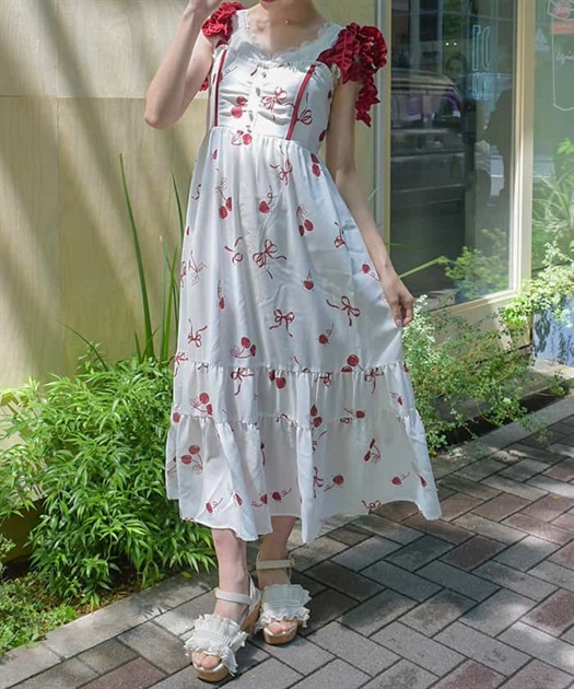 チェリー柄フリルリボンワンピース | axes femme | axes femme チェリー柄フリルリボンワンピース | axes femme | axes femme
