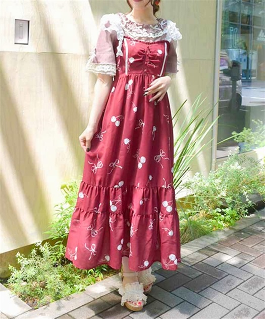チェリー柄フリルリボンワンピース | axes femme | axes femme チェリー柄フリルリボンワンピース | axes femme | axes femme