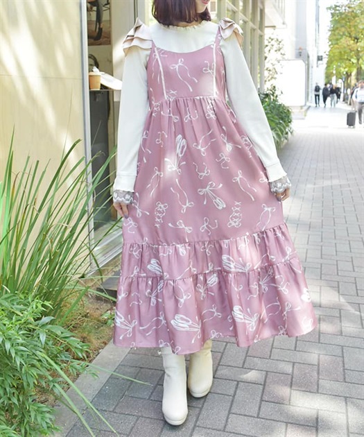 トゥシューズ柄リボン付ワンピース | レディース服・レディース トゥシューズ柄リボン付ワンピース | レディース服・レディース