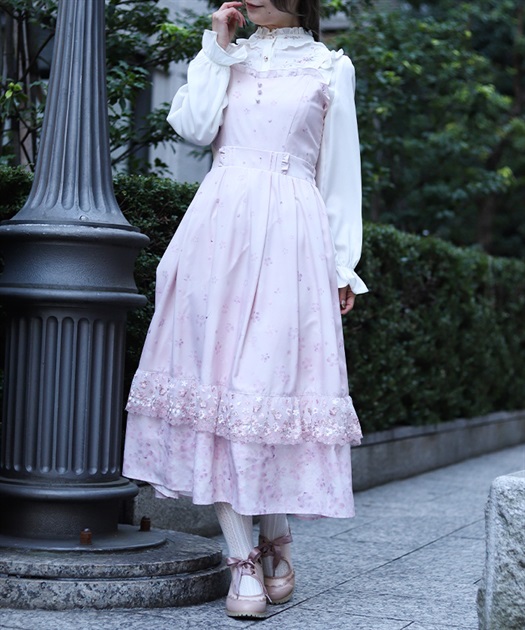 桜レース×桜柄キャミワンピース