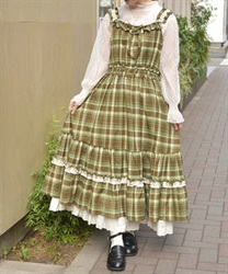 フリル×コットンレースワンピース(グリーン-F)