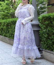 紫陽花柄ショルダーリボンワンピース【WEB先行販売】(ラベンダー-F)