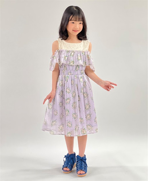 ミルフィーユローズ柄ワンピース