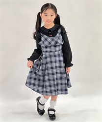 サイドリボンジャンパースカート(紺-120cm)