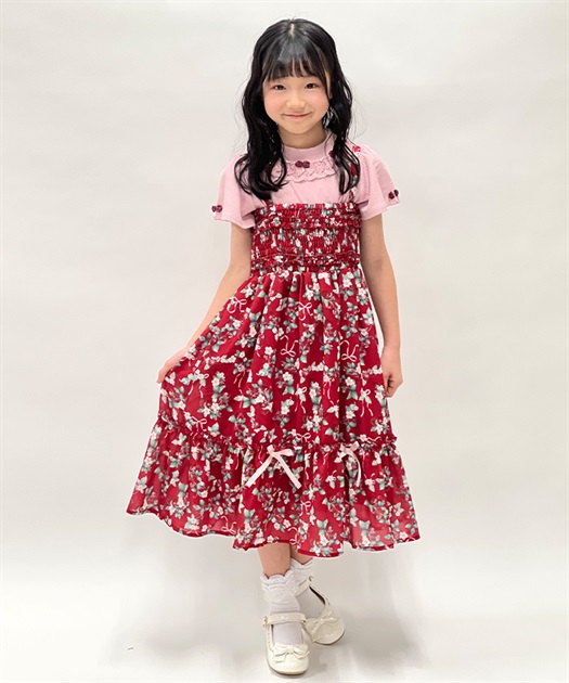 いちご柄ワンピース(赤-120cm)
