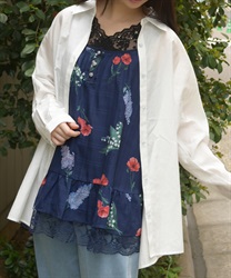 裾レースキャミチュニック(紺-F)