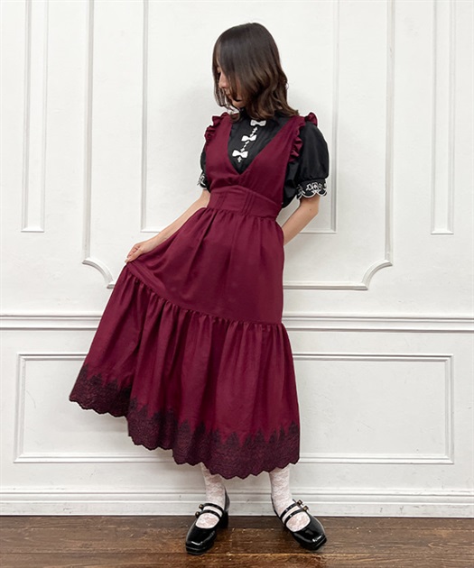 トランプ刺繍ピナフォアワンピース | outlet | axes femme