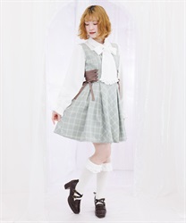リボン付センタージップジャンパースカート(ミント-M)