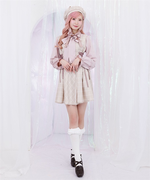 リボン付センタージップジャンパースカート【予約】